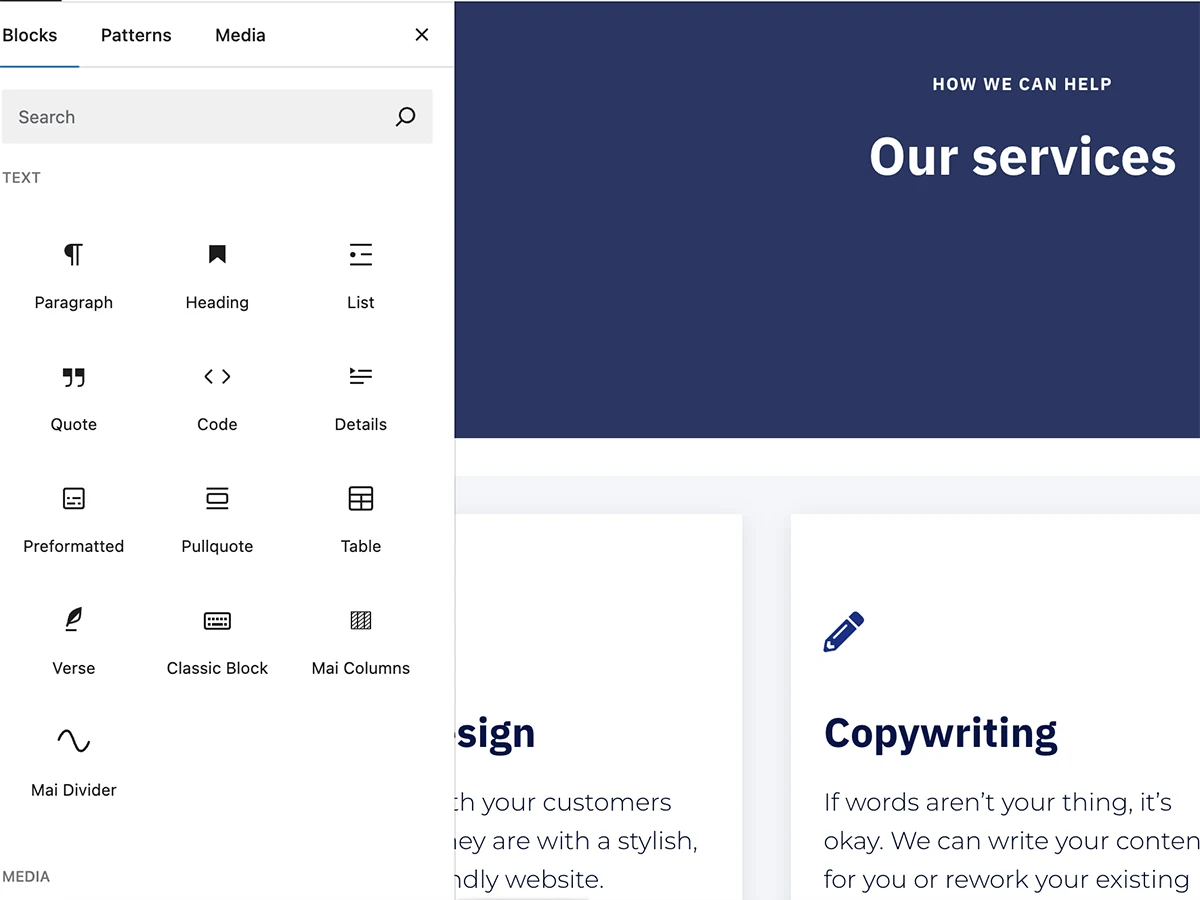 The backend of WordPress showing the page editing features.